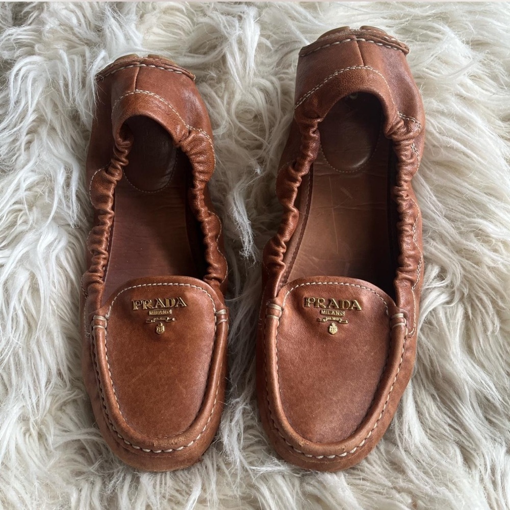 Prada Women's Tan Leather Loafers